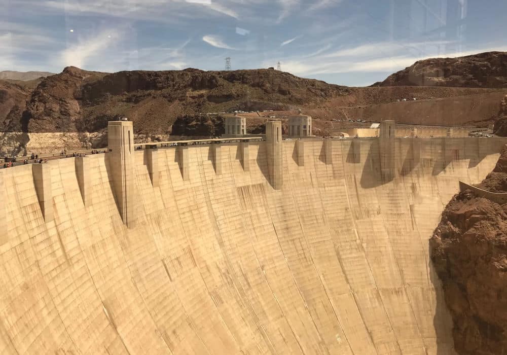 Hoover Dam aerial view on the Arizona-Nevada border