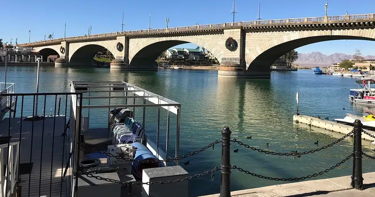 London Bridge spanning the channel in Lake Havasu City