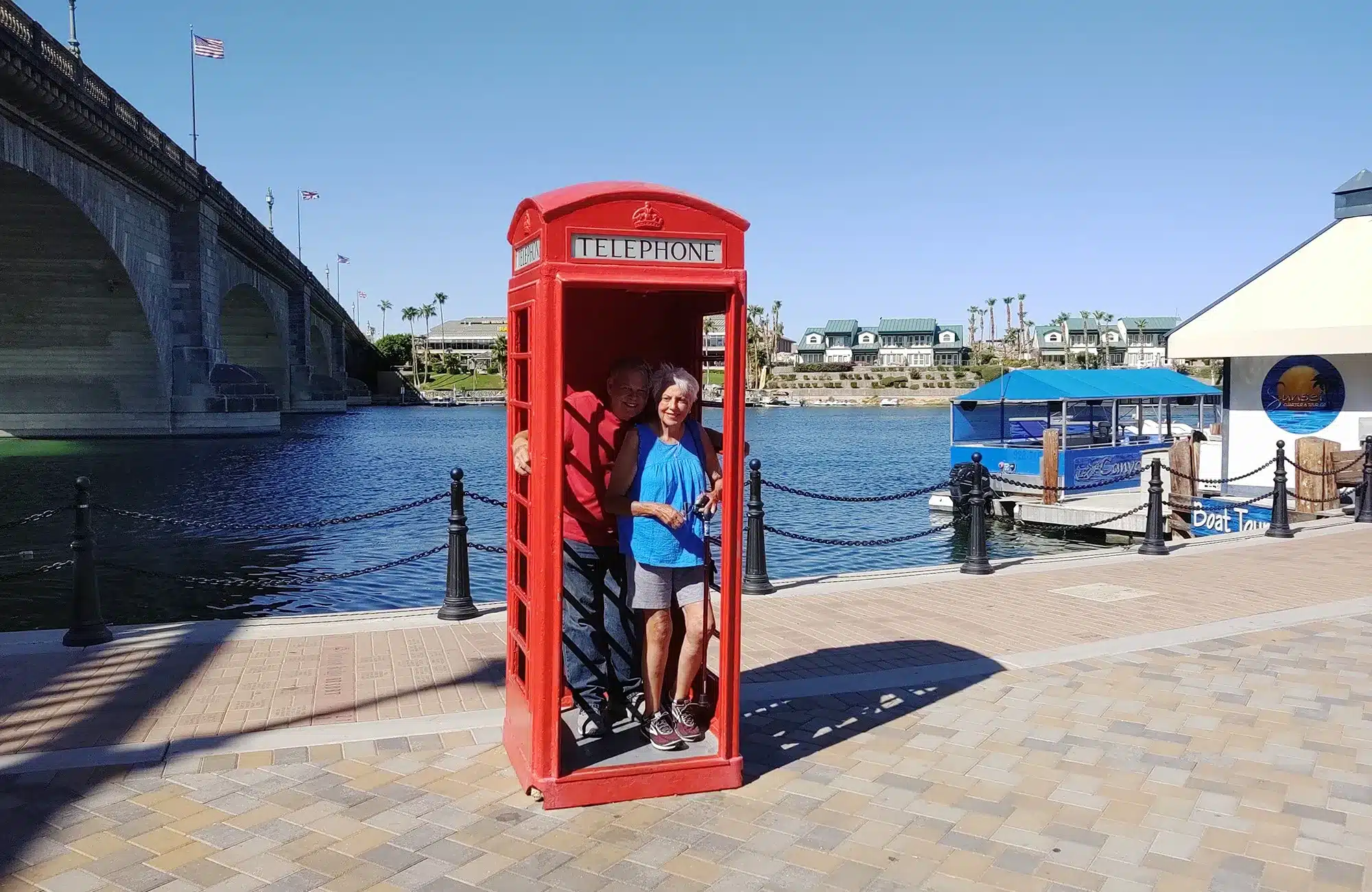 British-style red phone booth in the English Village AZ