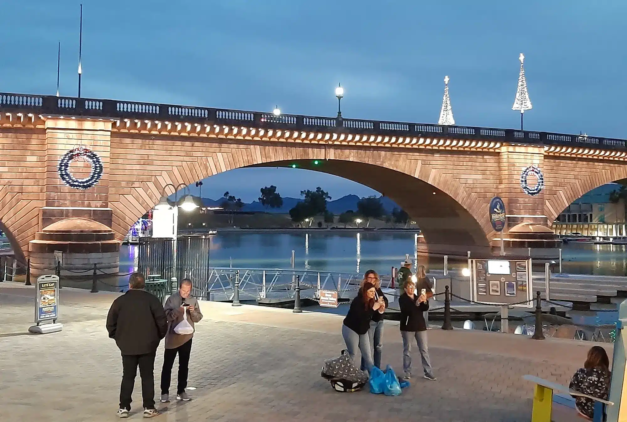 London Bridge beautifully lit in the Arizona evening