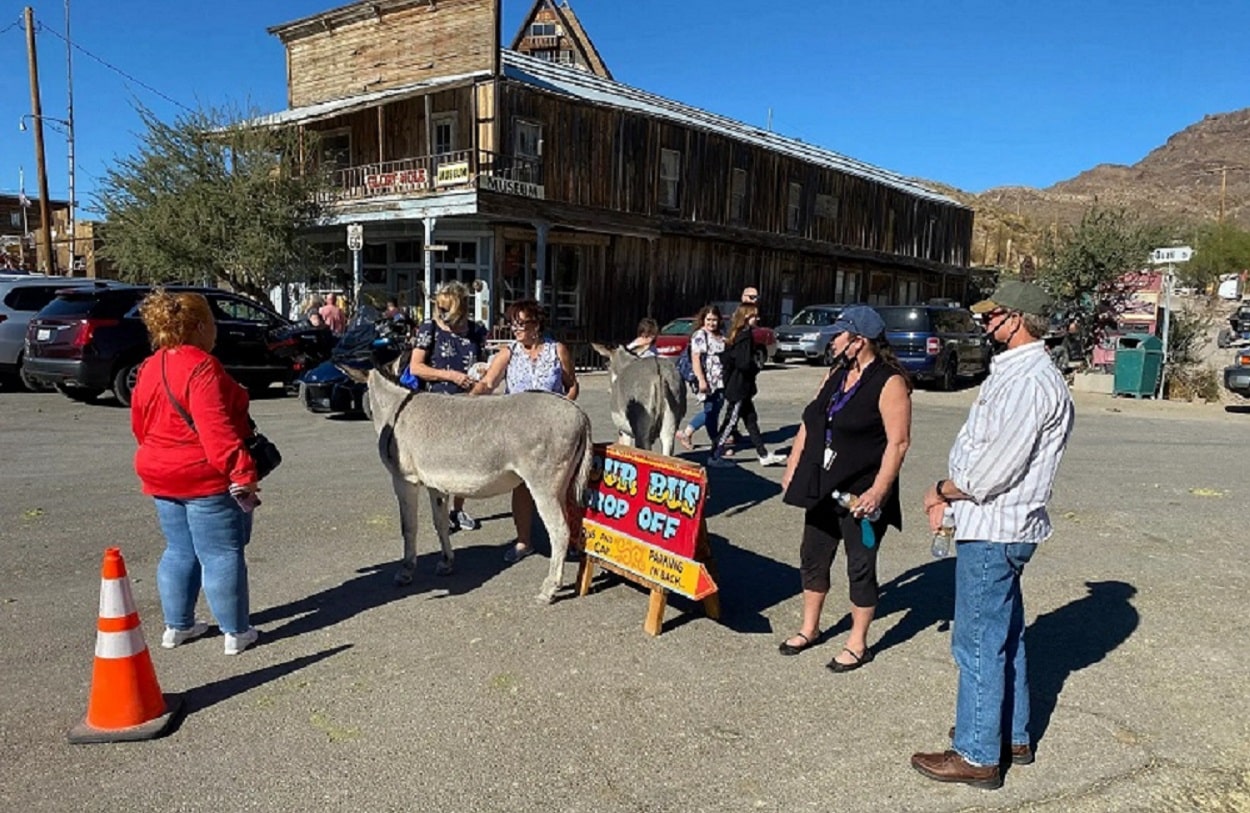 Historic Oatman Mining Village entrance on Route 66