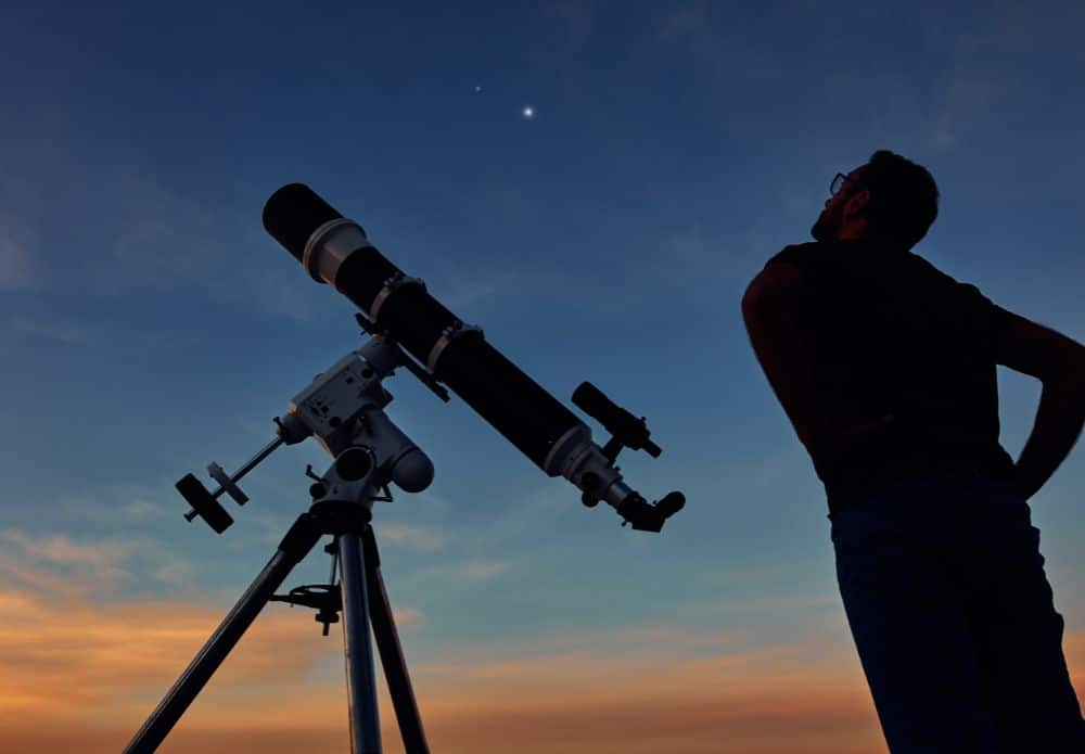 Telescopes set up for stargazing in the Arizona desert